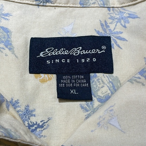 Eddie Bauer XL Aloha button up short sleeve island vibe shirt chest pocket - Picture 9 of 10